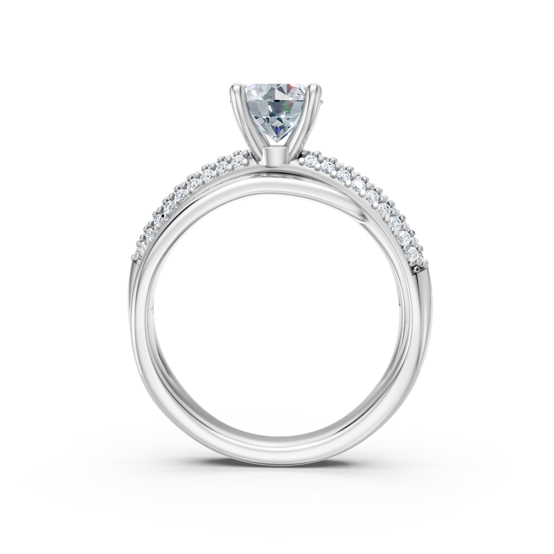 Zaročni prstan iz belega zlata Zlatarstvo Gajšek, eleganten prstan z sijočim diamantom.