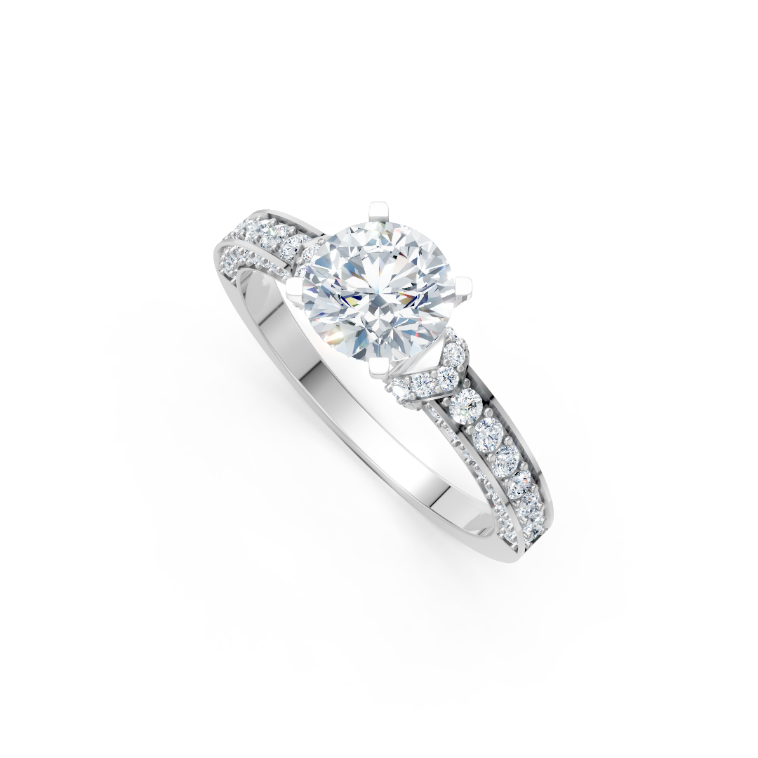 Zaročni prstan iz rumenega zlata Zlatarstvo Gajšek, elegantna oblika, sijoč diamant na sredini, model PZRUZ3020