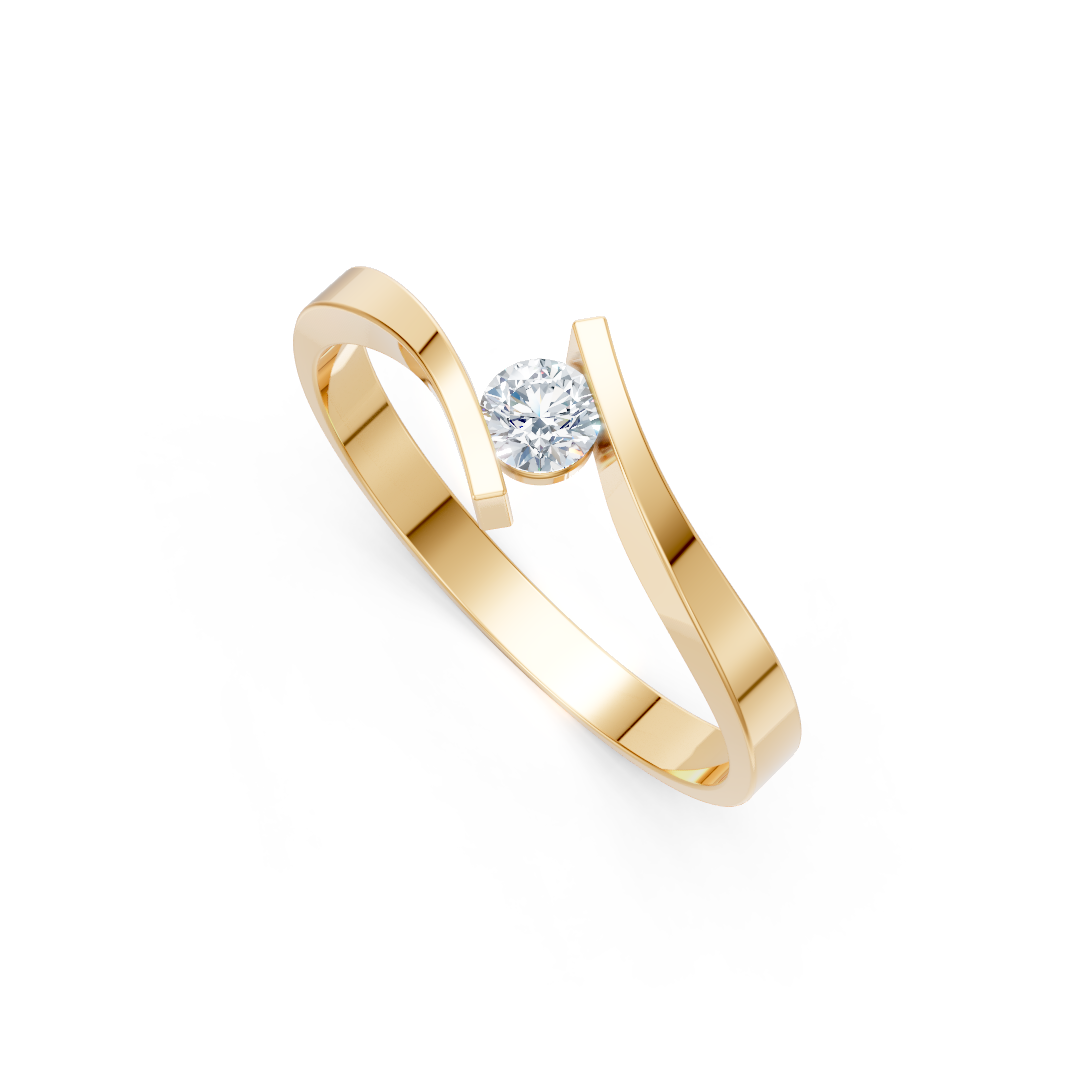 Zaročni prstan iz belega zlata Zlatarstvo Gajšek, elegantno oblikovan z briljantnim diamantom, na sliki.