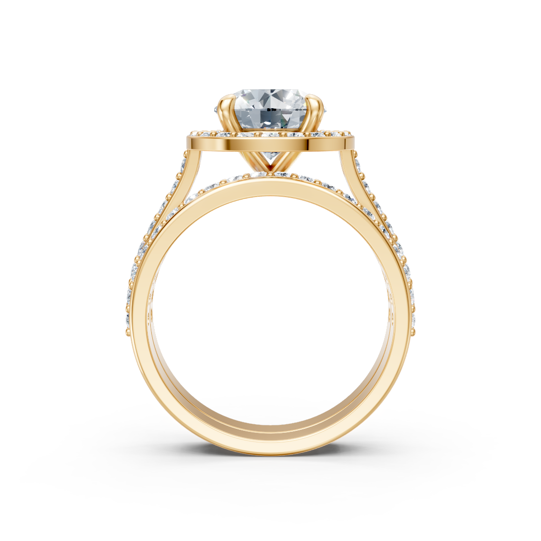 Zaročni prstan iz rumenega zlata Zlatarstvo Gajšek, eleganten in sijoč, prikazan na sliki.